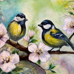 Kinder malen ein Bild - Kunst auf Leinwand mit Acryl
